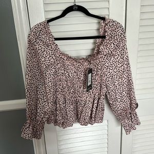Who What Wear pink patterned top
